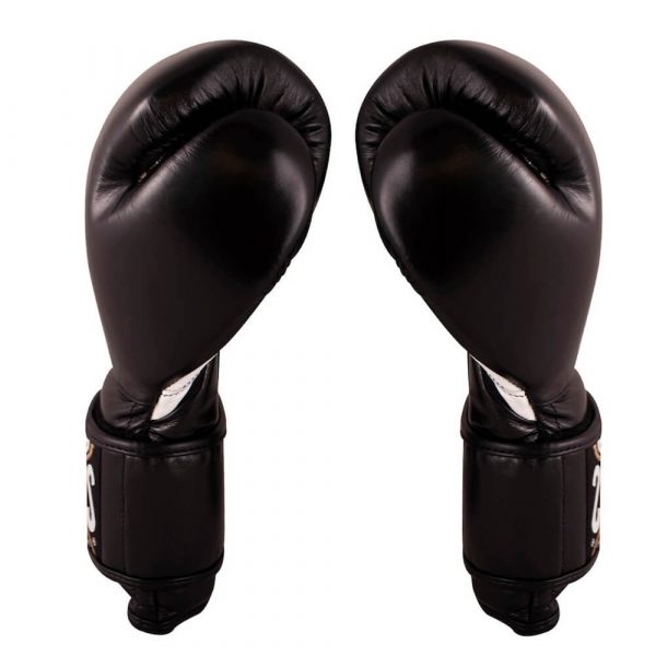 Guantes de entrenamiento 100% auténtica piel con velcro, negro