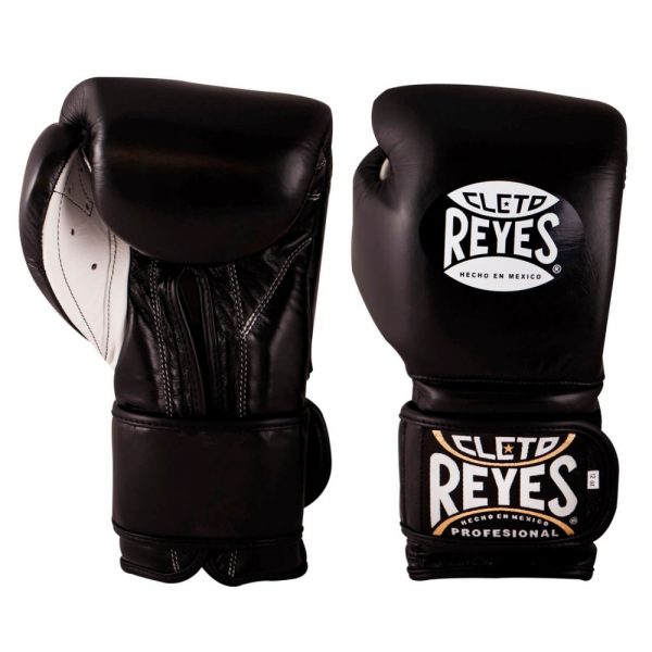 Guantes de entrenamiento 100% auténtica piel con velcro, negro