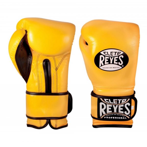 Guantes de entrenamiento 100% auténtica piel con velcro, amarillo