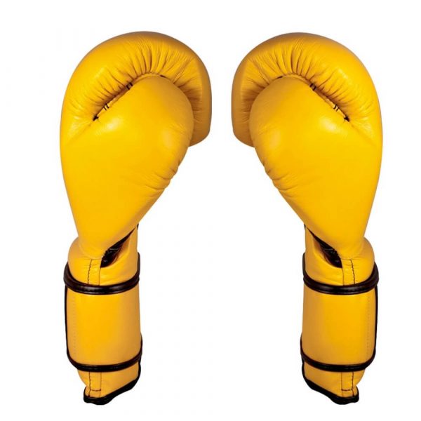 Guantes de entrenamiento 100% auténtica piel con velcro, amarillo