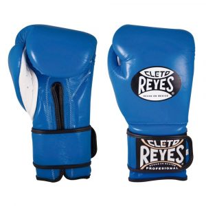 Guantes de entrenamiento 100% auténtica piel con velcro, azul