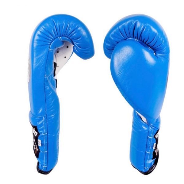 Guantes entrenamiento, pulgar sujeto, de piel de res en azul