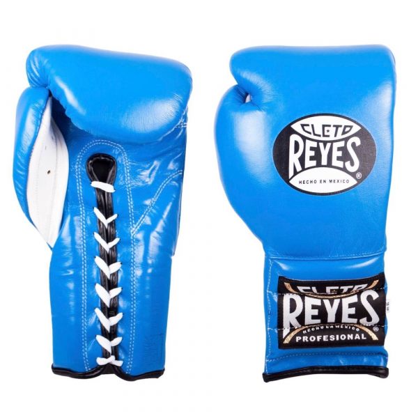 Guantes entrenamiento, pulgar sujeto, de piel de res en azul