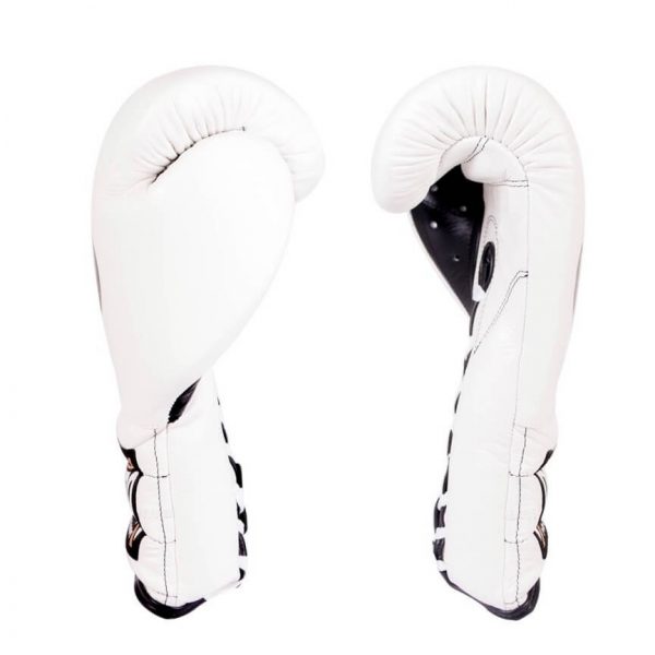 Guantes entrenamiento, pulgar sujeto, de piel de res en blanco