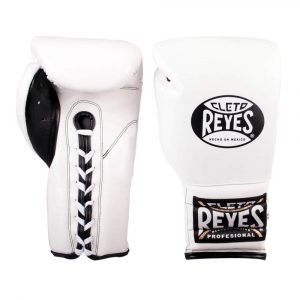 Guantes entrenamiento, pulgar sujeto, de piel de res en blanco