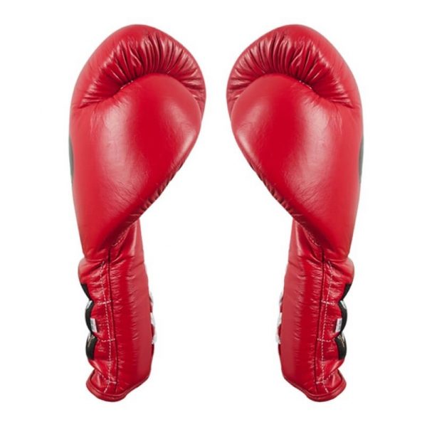 Guantes entrenamiento, pulgar sujeto, de piel de res en rojo