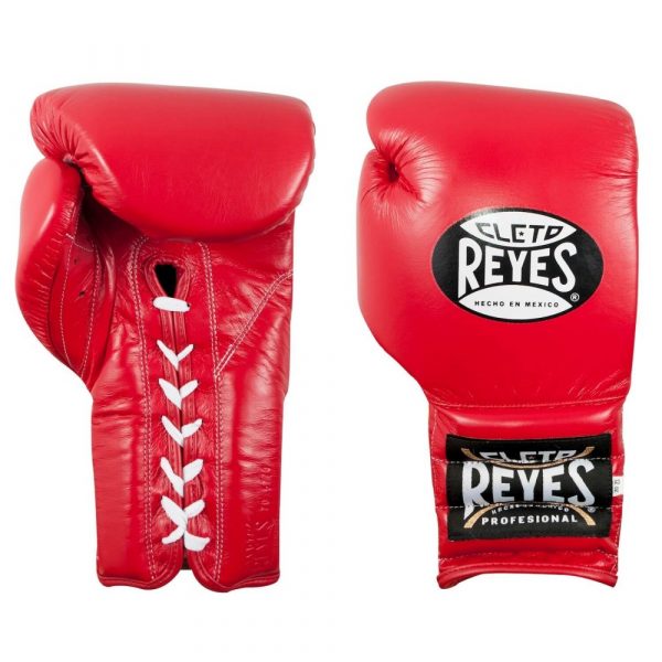 Guantes entrenamiento, pulgar sujeto, de piel de res en rojo