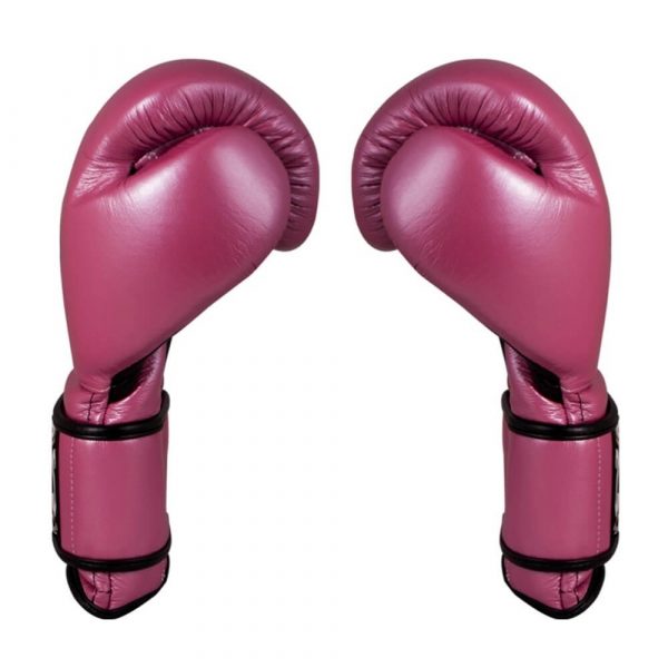 Guantes entrenamiento, pulgar sujeto, de piel de res en rosa