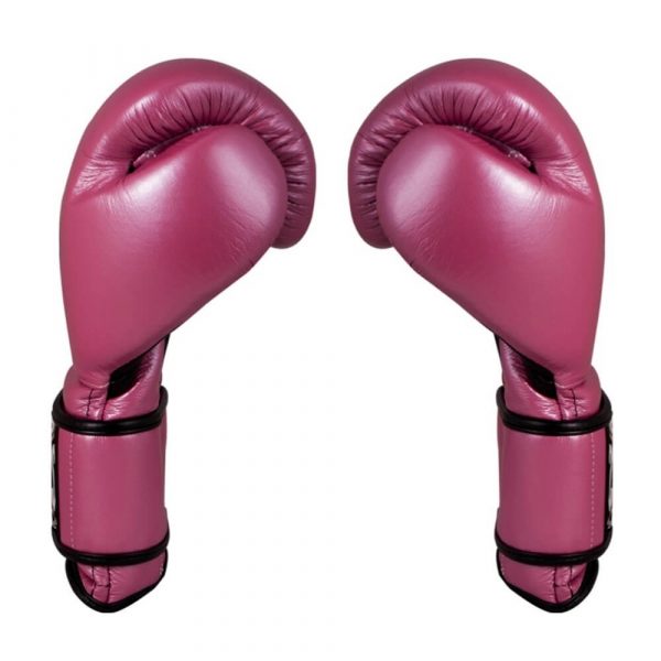 Guantes entrenamiento, pulgar sujeto, de piel de res en rosa