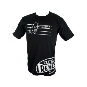 Camiseta de algodón con logo de boxeador, negro