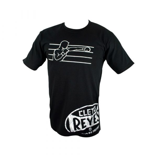 Camiseta de algodón con logo de boxeador, negro