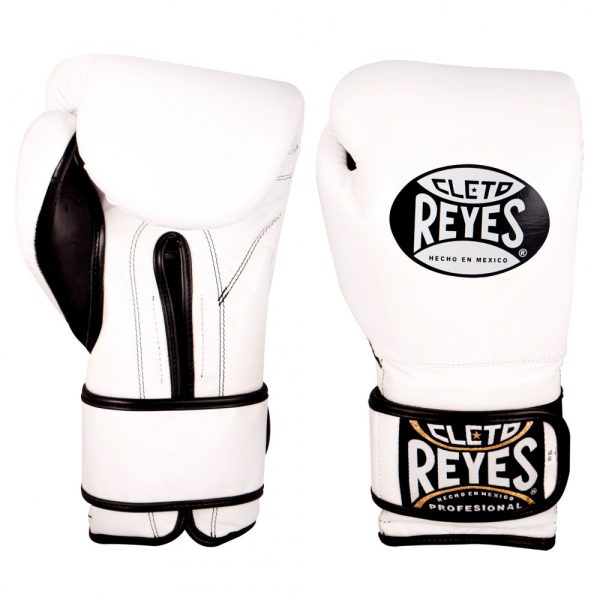 Guantes de entrenamiento 100% auténtica piel con velcro, blanco