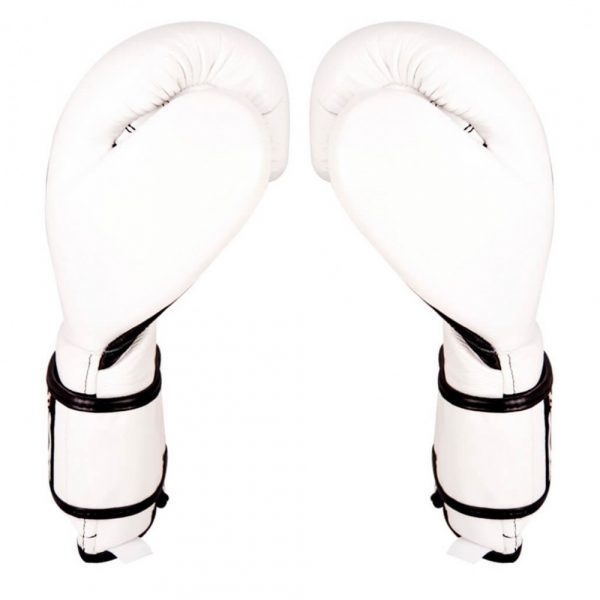 Guantes de entrenamiento 100% auténtica piel con velcro, blanco