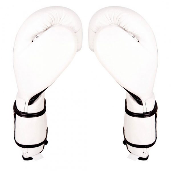 Guantes de entrenamiento 100% auténtica piel con velcro, blanco