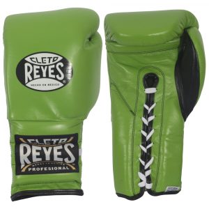 Guantes entrenamiento, pulgar sujeto, de piel de res en verde limón