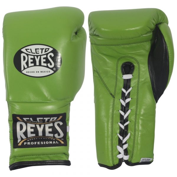 Guantes entrenamiento, pulgar sujeto, de piel de res en verde limón
