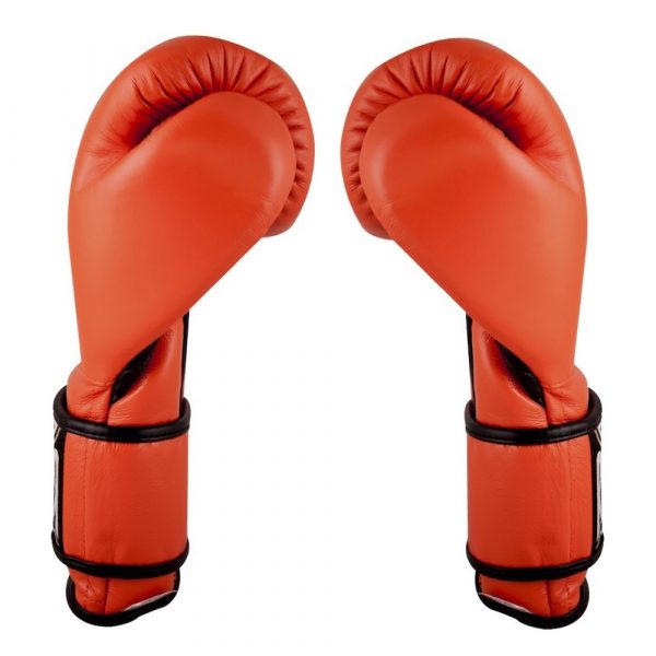 Guantes de entrenamiento 100% auténtica piel con velcro, naranja