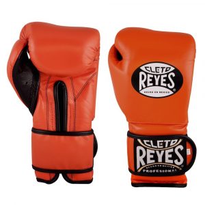 Guantes de entrenamiento 100% auténtica piel con velcro, naranja