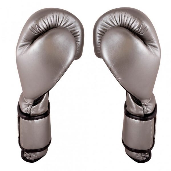 Guantes entrenamiento, pulgar sujeto, de piel de res en platino