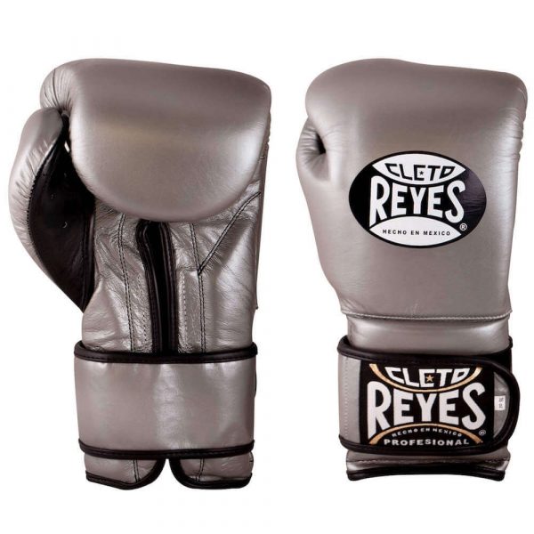 Guantes entrenamiento, pulgar sujeto, de piel de res en platino