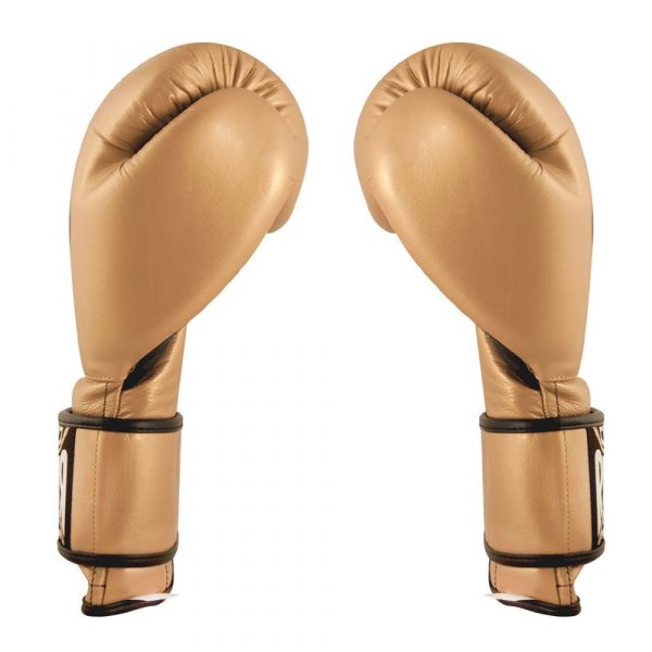 Guantes de entrenamiento 100% auténtica piel con velcro, dorado