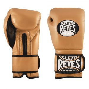 Guantes de entrenamiento 100% auténtica piel con velcro, dorado