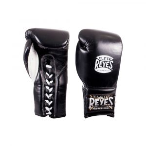 Guantes entrenamiento, pulgar sujeto, de piel de res en negro